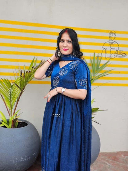 Timeless Glassy Silk Anarkali | Elegant Floral Khatli Handwork | Soft Space Silk | New Launch 2025