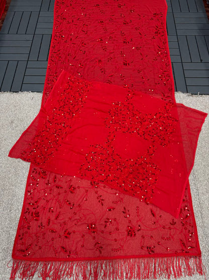 Bollywood Blockbuster Multicolor Sequin Saree – Heavy Georgette with Zalar Pallu | DF 3447