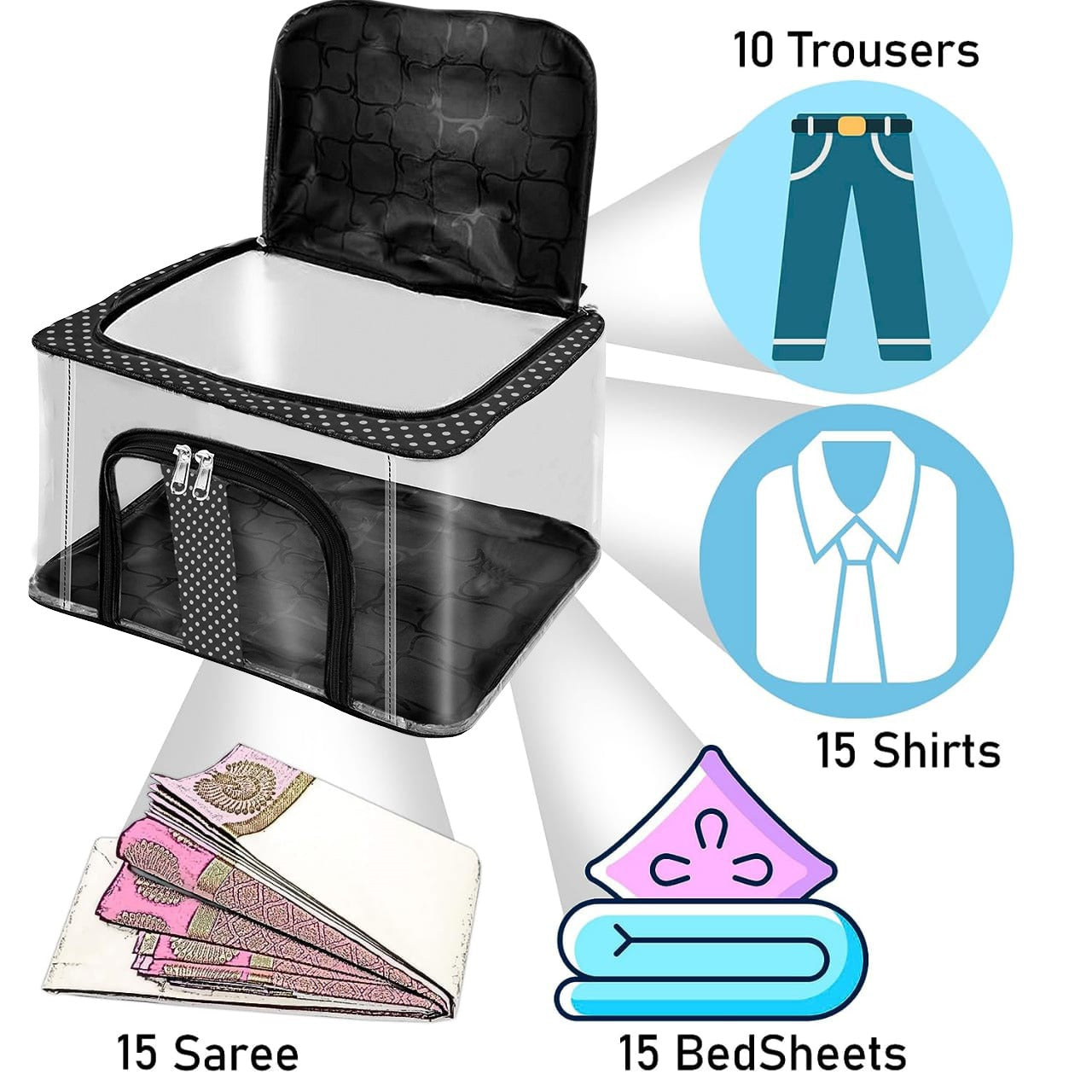 Nylon Pvc Transparent Storage Bags For Clothes 33L