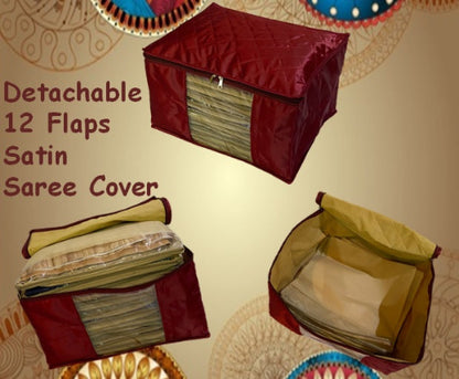 12 Flaps Detachable Satin Saree Cover (Code: S028) ( 1 Set )