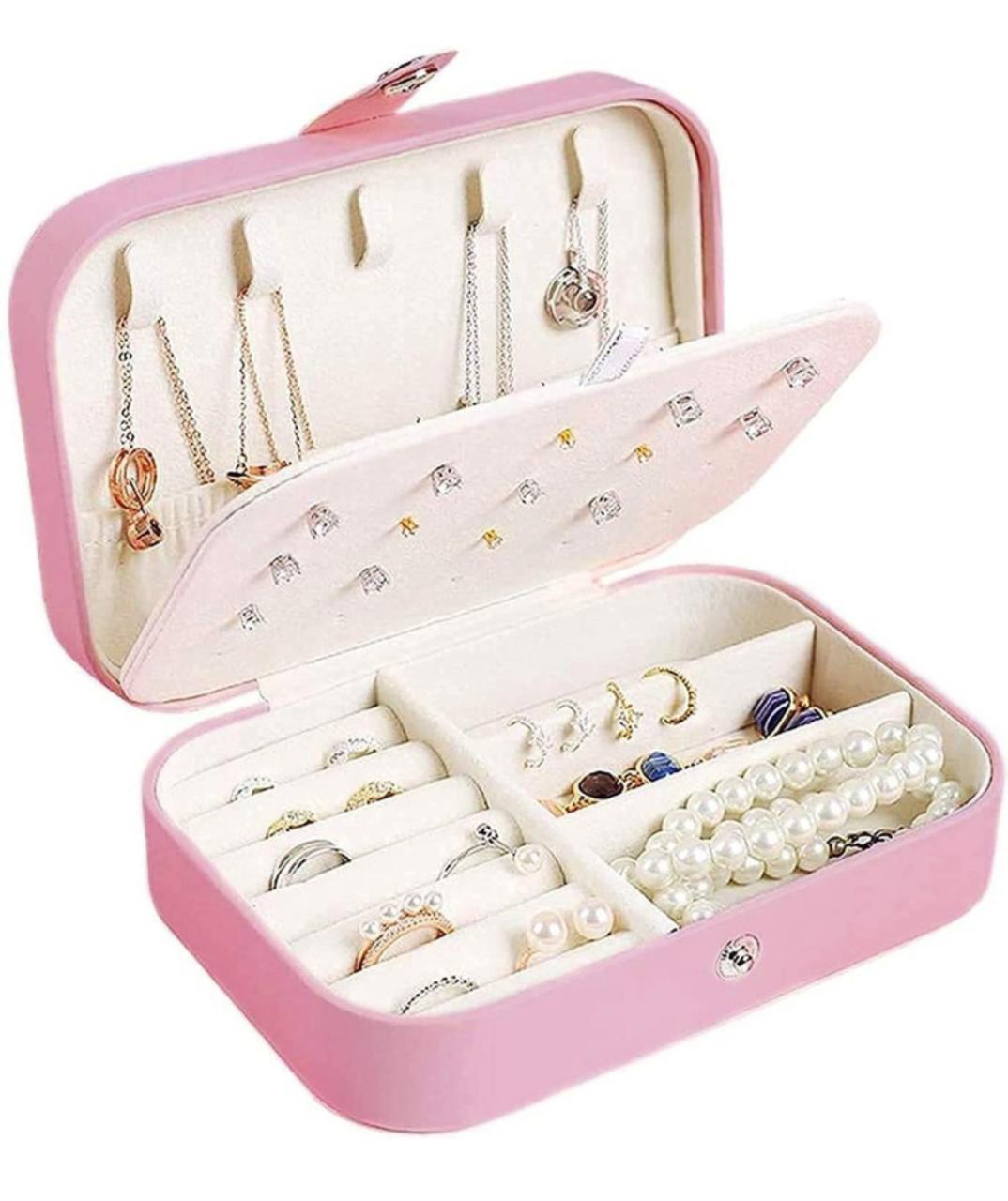 Double Layer Case Organizer Storage Jewellery Vanity Box -Pink (Code: J035)