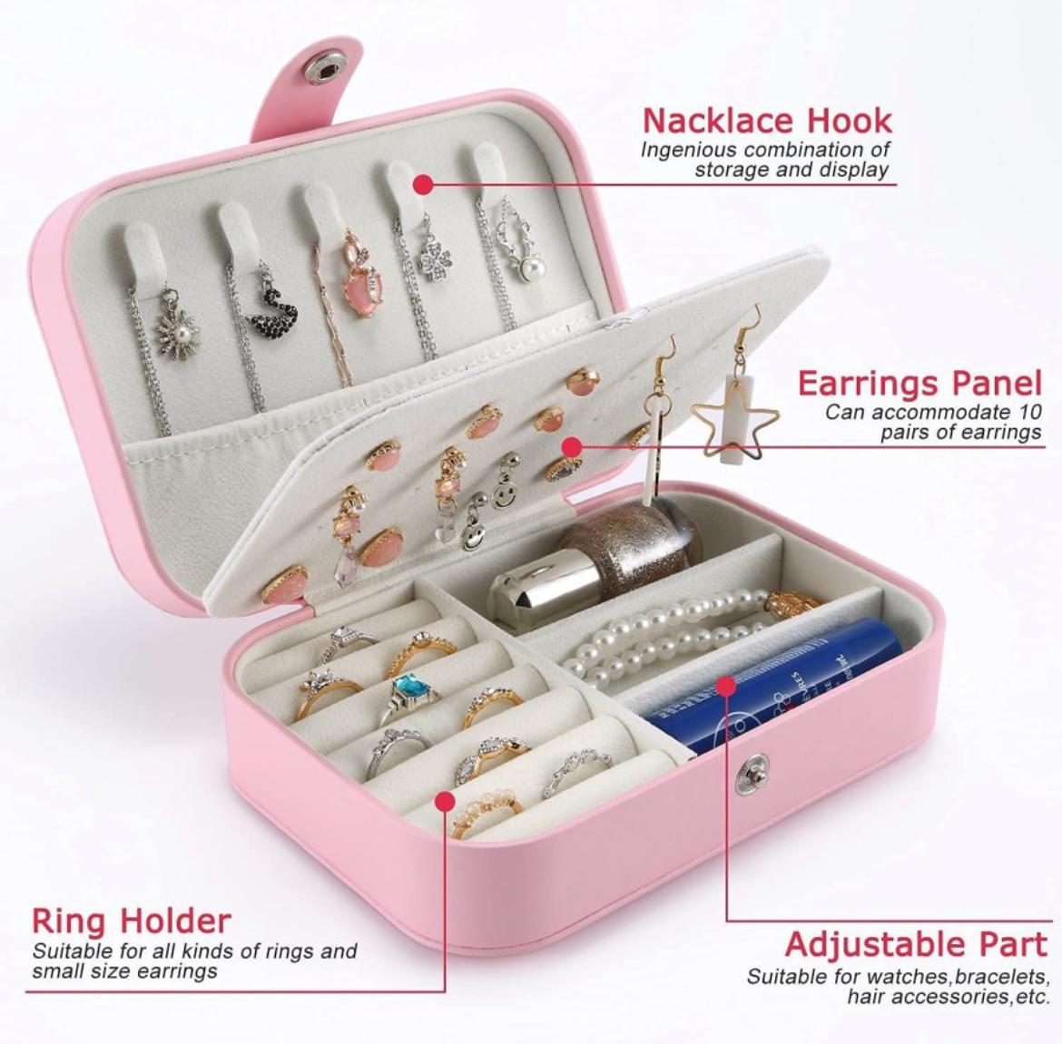 Double Layer Case Organizer Storage Jewellery Vanity Box -Pink (Code: J035)