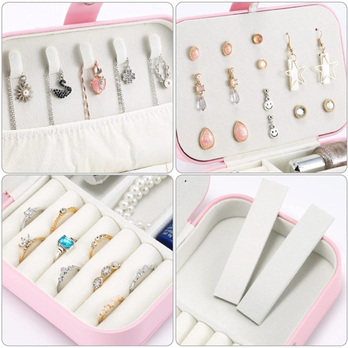 Double Layer Case Organizer Storage Jewellery Vanity Box -Pink (Code: J035)