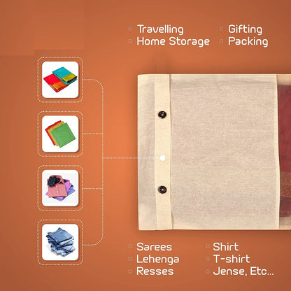 Cotton Saree Cover with Net Window & Wooden Button Closure – Set of 10