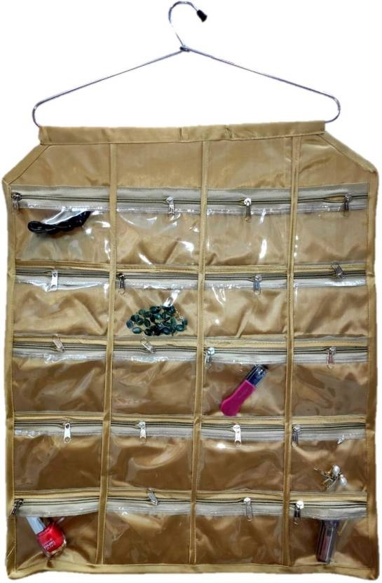 Satin 20 Pockets Hanging Jewellery Organizer -Purple (Code: H009)