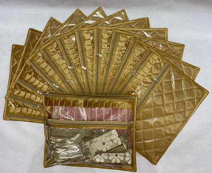 Saree & Blouse Cover with Pocket – Satin Fabric & Transparent PVC ( 5 Pieces )