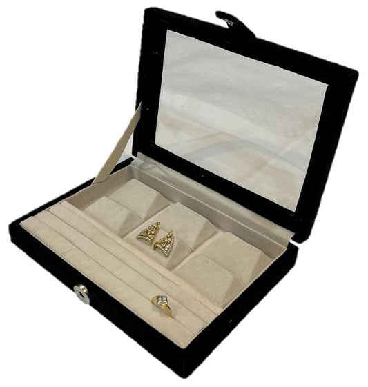 Ring and Earring Box – Clear Top – Size 9×6 inch (Code : J033)