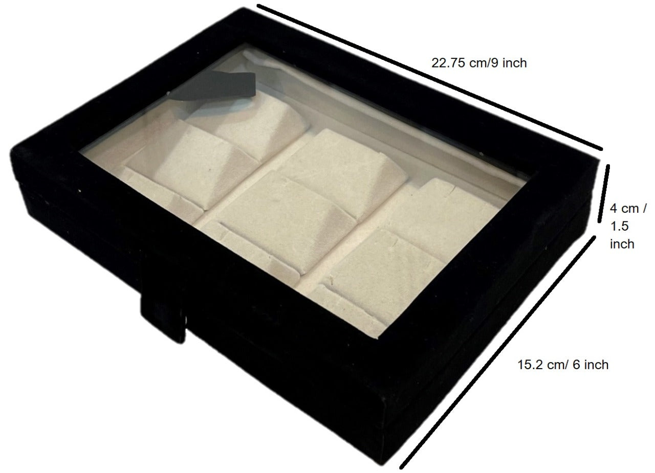 Earring Box – Clear Top – For 9 pair – Size 9×6 inch (Code : J032)