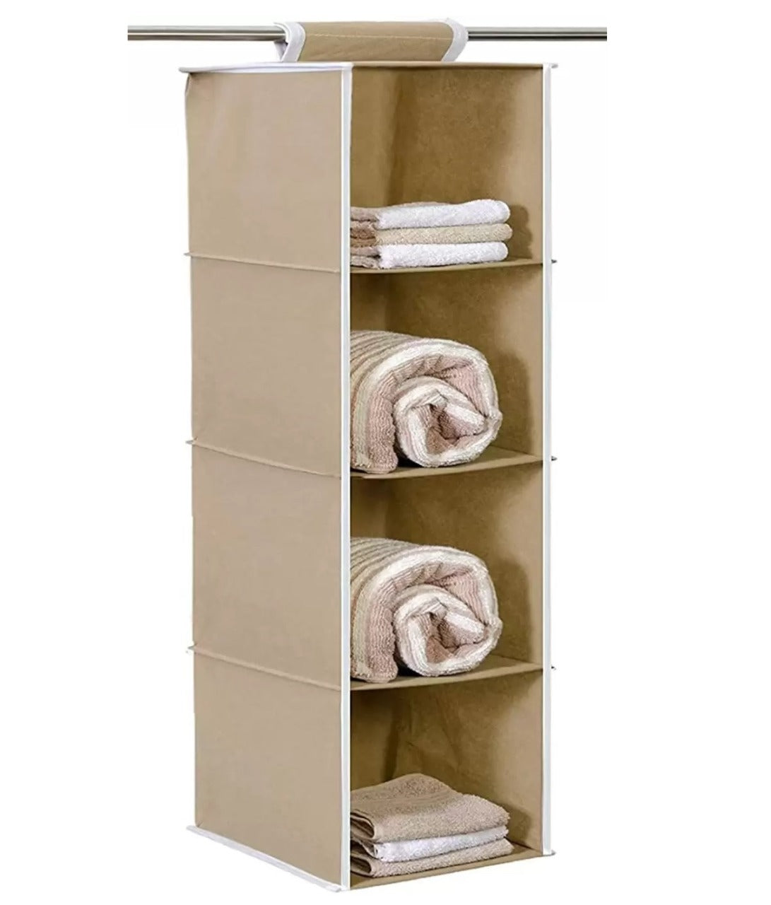 4 slots Hanging Wardrobe Space Saving Kit Ideal for Temporary Room Office Collapsible Closet Organizer – Beige (Code: H018)