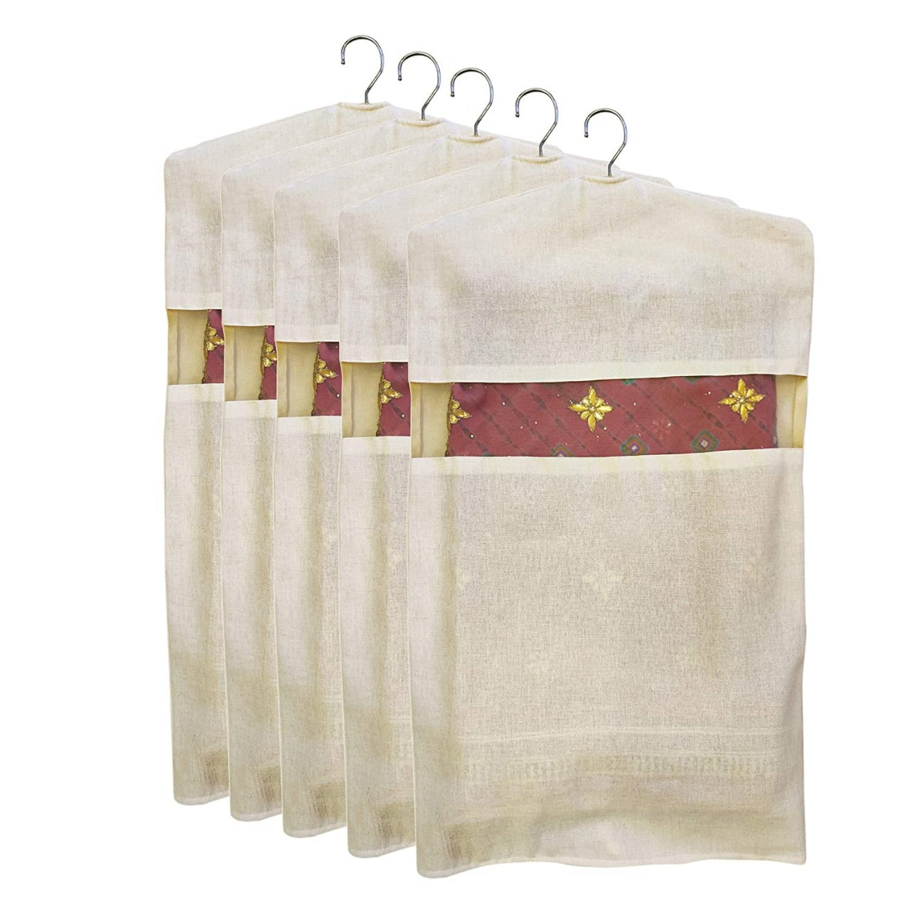 Hanging Cotton Saree Cover with Window – keeps 1 unit (Code:S040) 4 Pcs