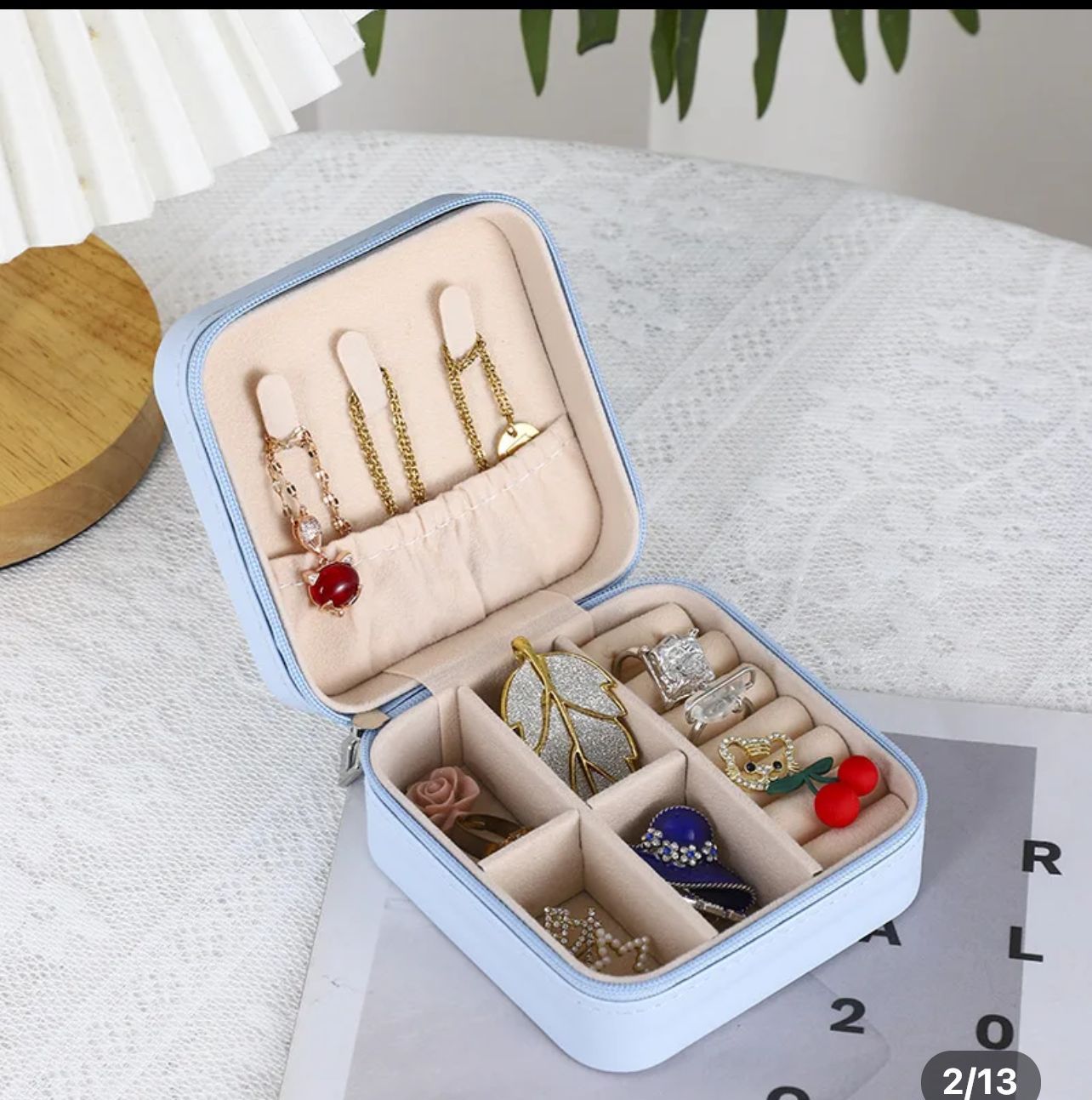 Small Jewellery Box, Square PU Leather Jewellery Box Organiser