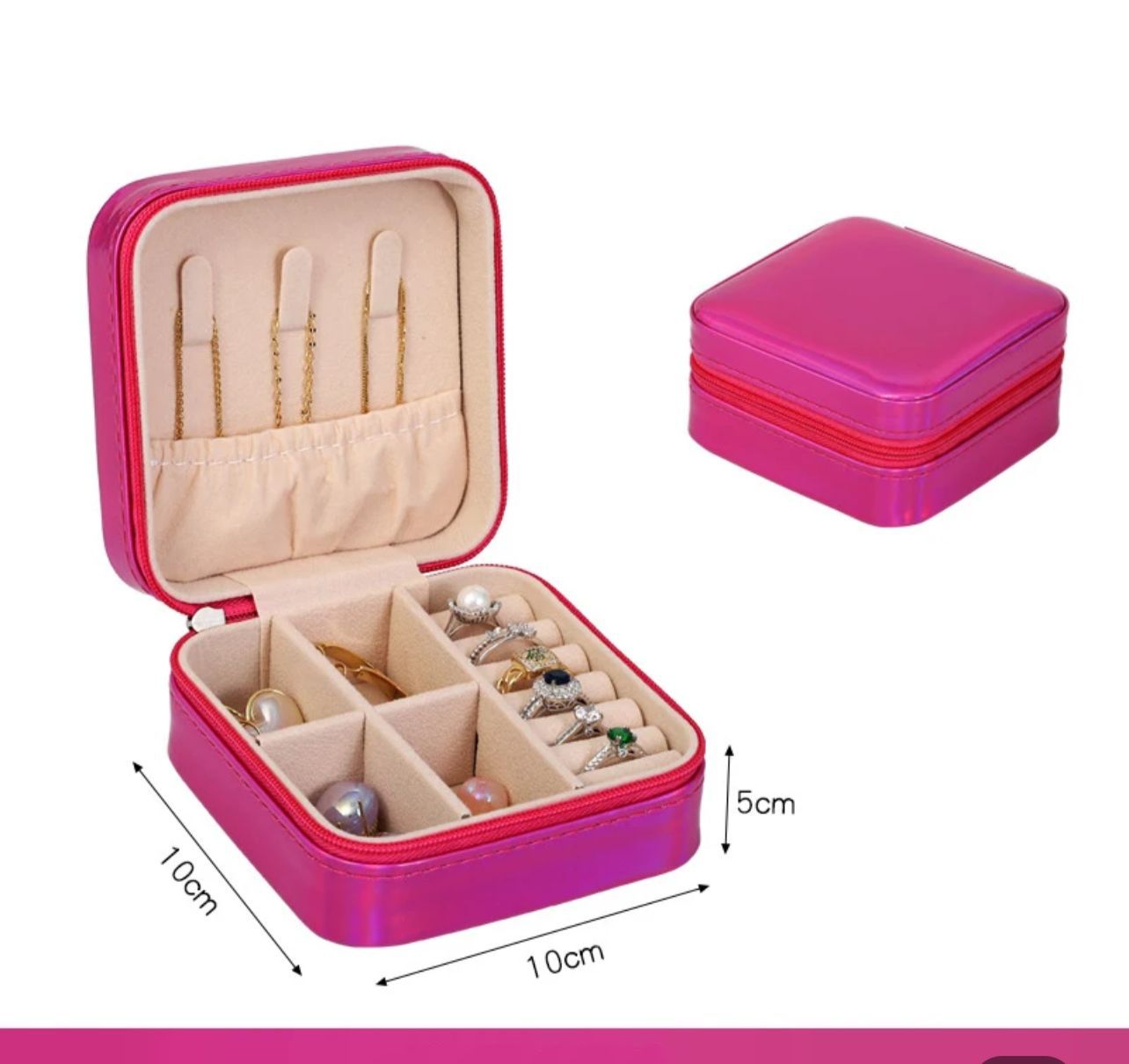 Small Jewellery Box, Square PU Leather Jewellery Box Organiser