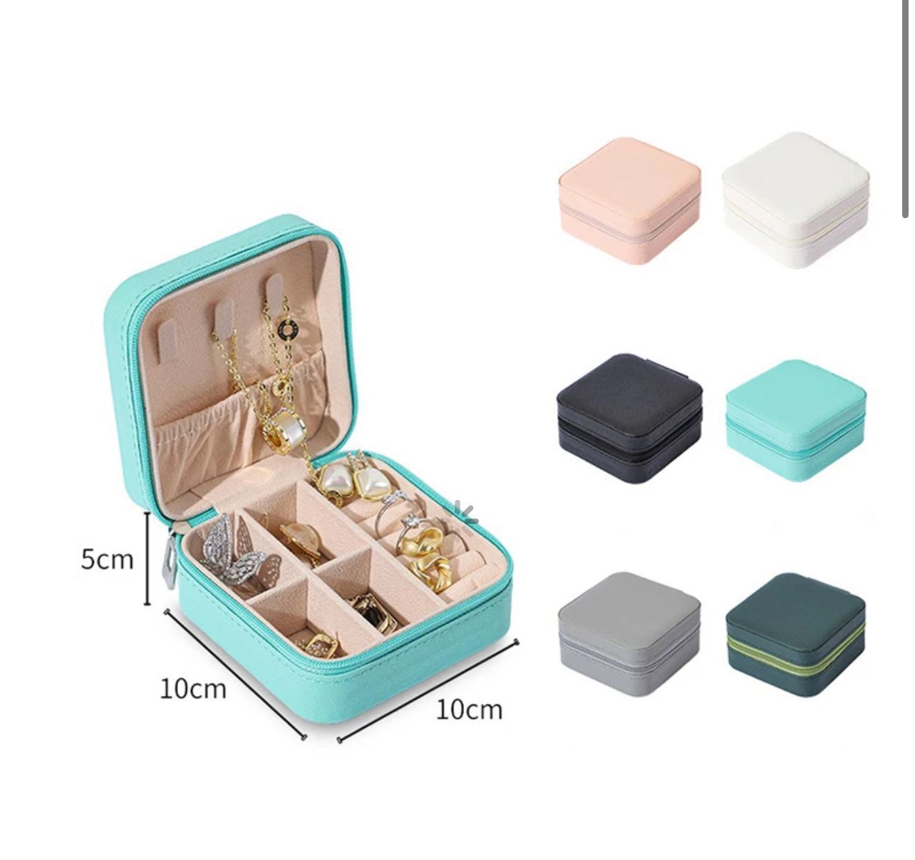 Small Jewellery Box, Square PU Leather Jewellery Box Organiser