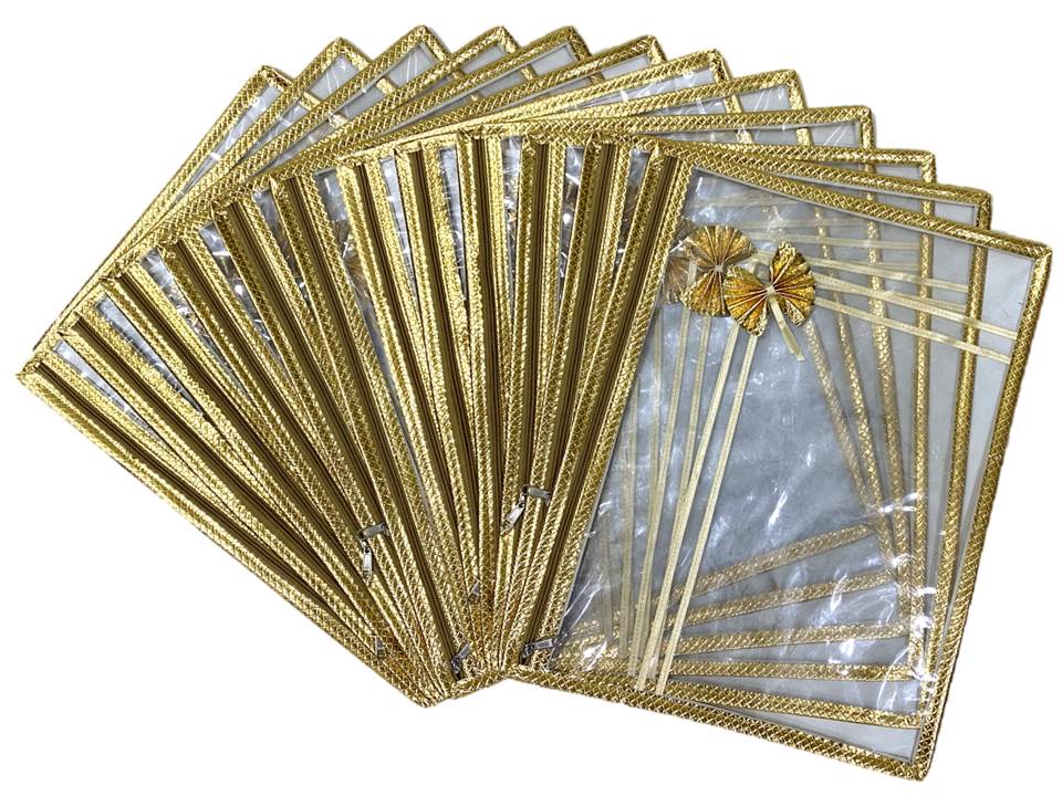 Transparent Single Saree Cover Gold – Pack of 12 Pcs ( Code: S035 )