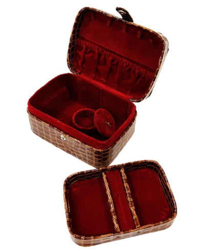 Double Layer Case Organizer Storage Jewellery Vanity Box -Brown ( 2 Pieces )