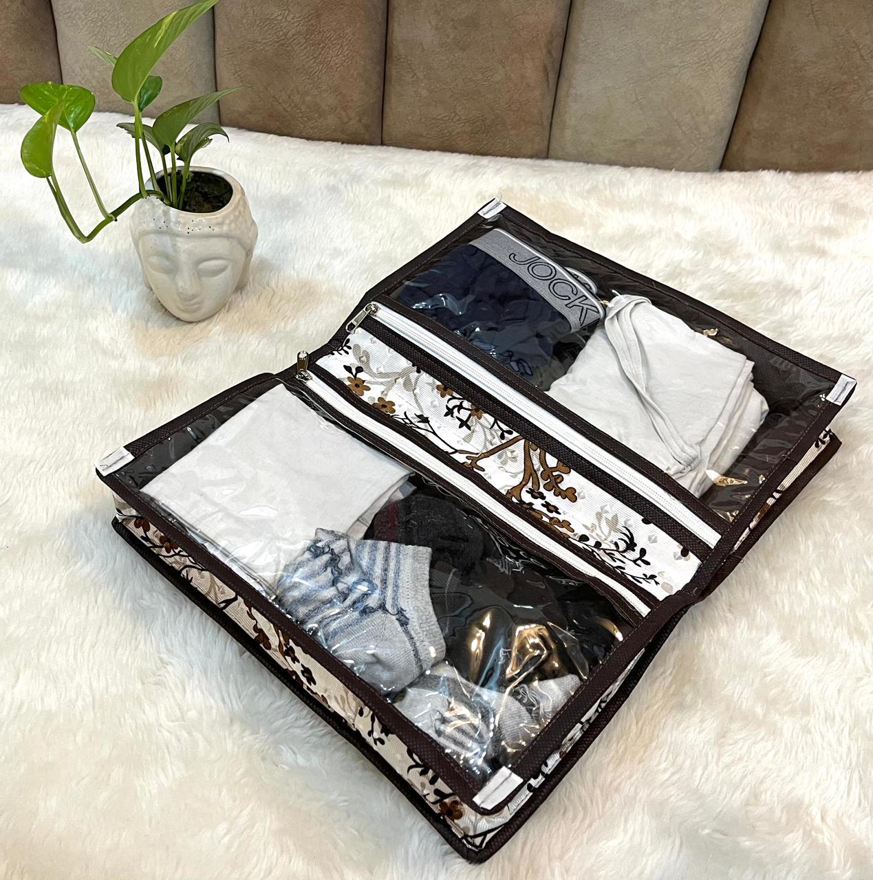 Premium Finish Printed Book Style UGs/Hanky/Socks Organizer