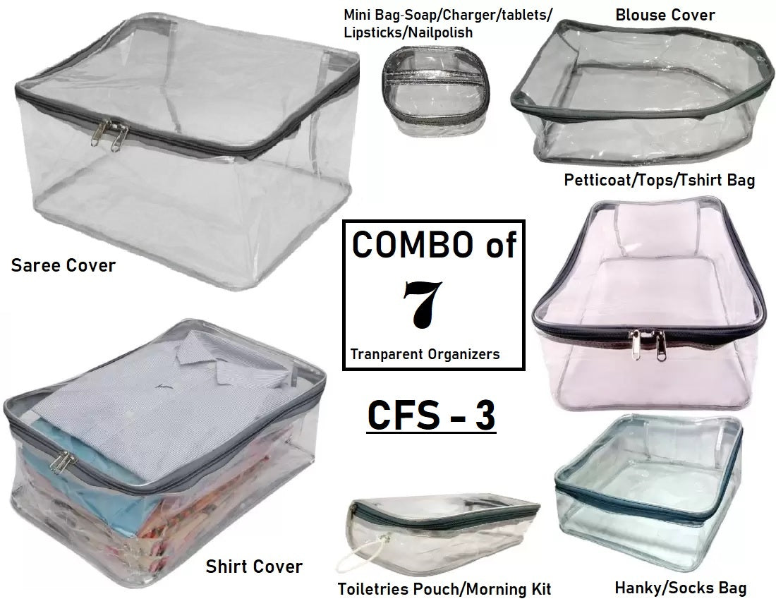 Combo of 7 Transparent Storage Bags