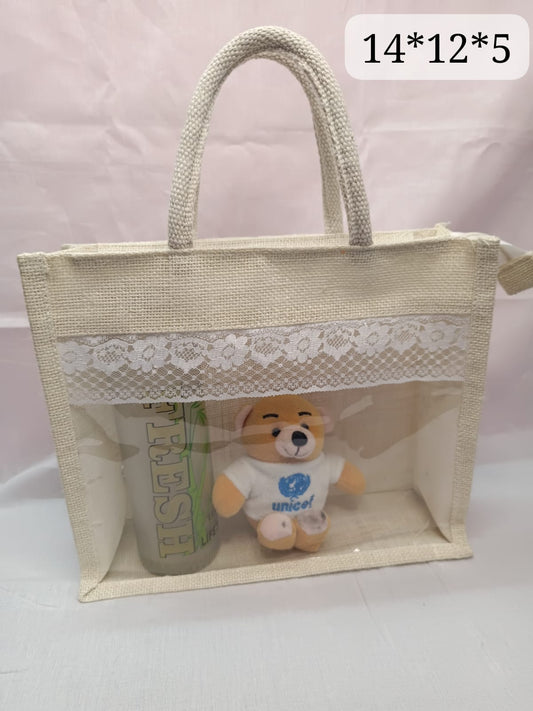 Premium Transparent Jute Gift Bag – Elegant & Stylish ( 6 Pieces )