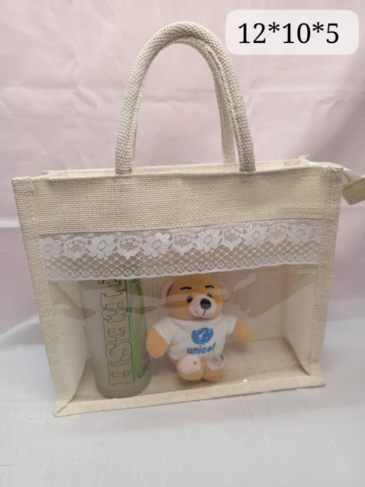 Premium Transparent Jute Gift Bag – Elegant & Stylish ( 6 Pieces )