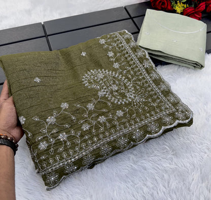 Pretty SOFT crunchy crush Silk Sarees In Super Budget Range