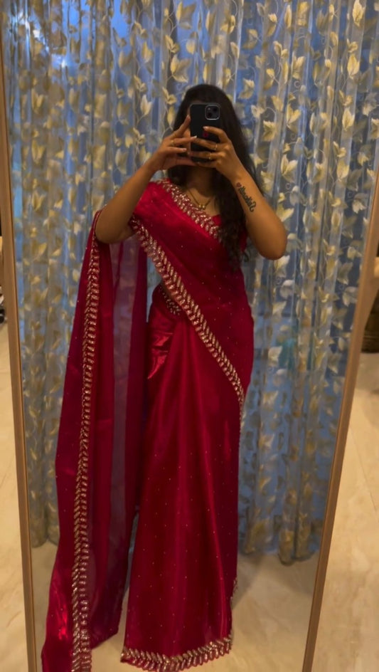 Designer Jimmy Choo Saree with Thread & Sequence work with Diamond work.