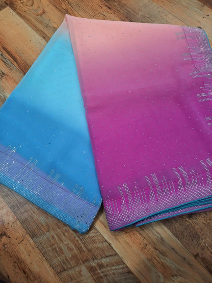 Soft georgette padding saree  with beads work all over saree n border WITH BACK SUPPORT LESS