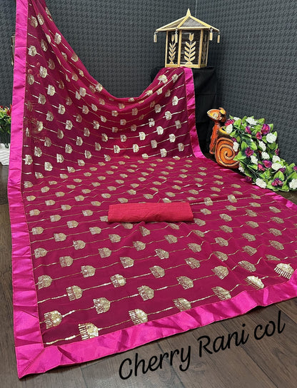 Georgette  saree with sequence  work all over  WITH SATIN BORDER