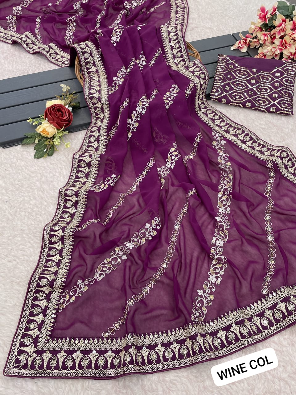 Pure  soft GEORGETTE sarees with amazing CODING SEQUENCE ZARI EMBROIEDRY work