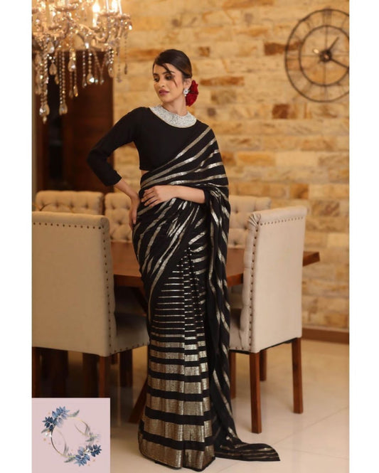 Georgette designer sequence work saree