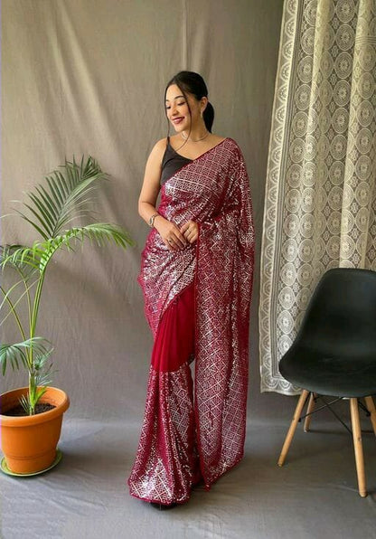 Beautiful Sequance Embroidery work on saree PALLU SKIRT CONCEPT