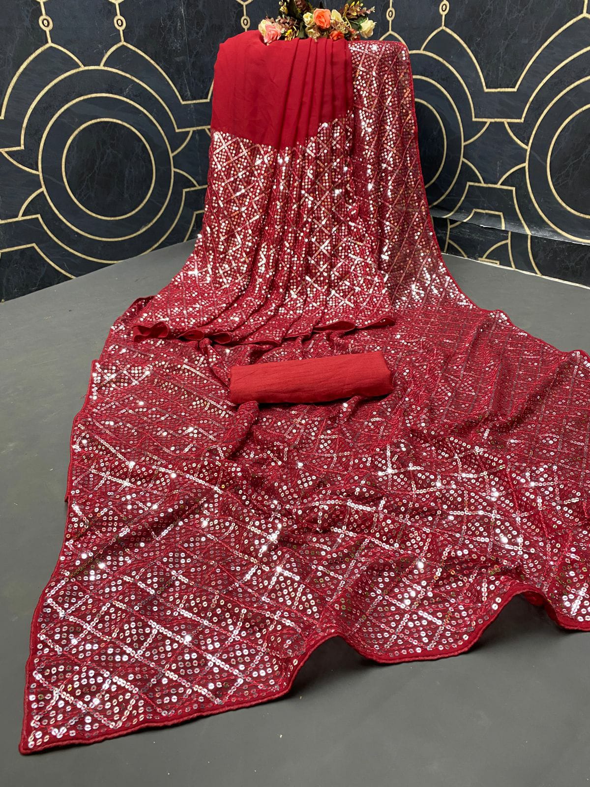 Beautiful Sequance Embroidery work on saree PALLU SKIRT CONCEPT