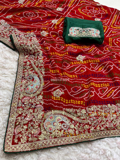 Superb Quality  Soft C*C Georgette Bandej Saree