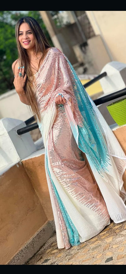 Partywear heavy georgette sequence work saree