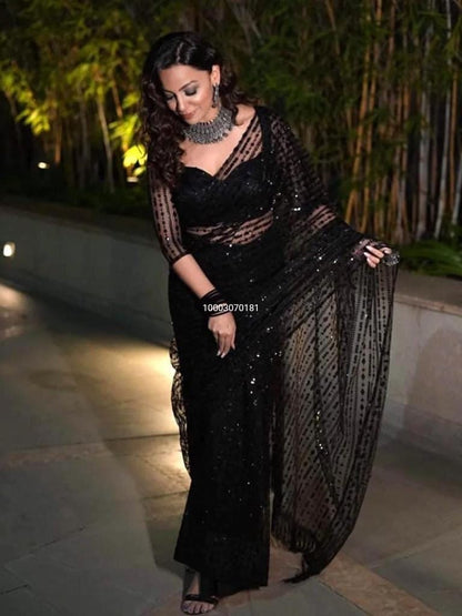 Superb Quality  Mono Net Beautiful  Embroidery Thread Saree