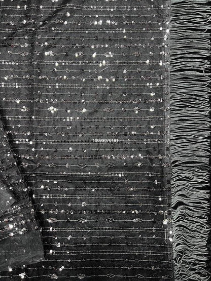 Superb Quality  Mono Net Beautiful  Embroidery Thread Saree