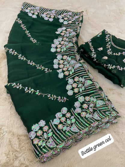 Pure soft zimmy choo Chiffon silk sarees