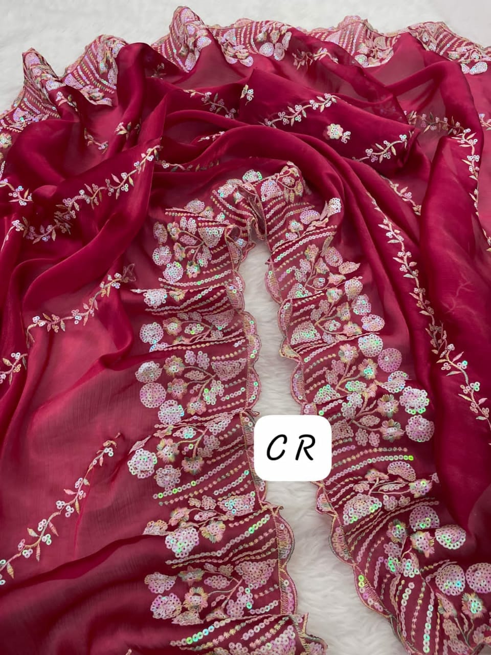 Pure soft zimmy choo Chiffon silk sarees