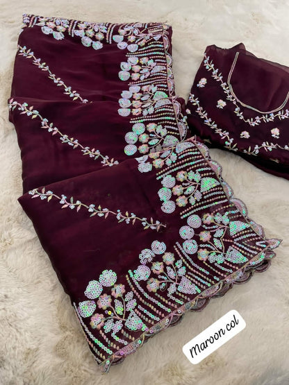 Pure soft zimmy choo Chiffon silk sarees