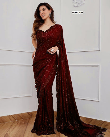 New Bollywood Blockbuster 5MM Sequins Georgette Saree  (Special Edition)