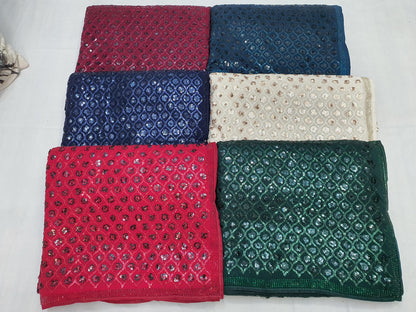 Bollywood Blockbuster Dual Sequin Saree – Heavy Georgette | Swarovski Border | DF 3427