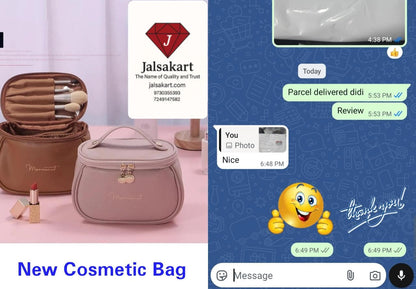 IMPORTED Waterproof PU Zipper Makeup Bag – Custom Logo Checkered Design