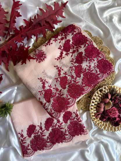 Bollywood Designer Saree – Pure Soft Kota Doriya with Cutwork & Multi Thread Work | Code: DF KOTA