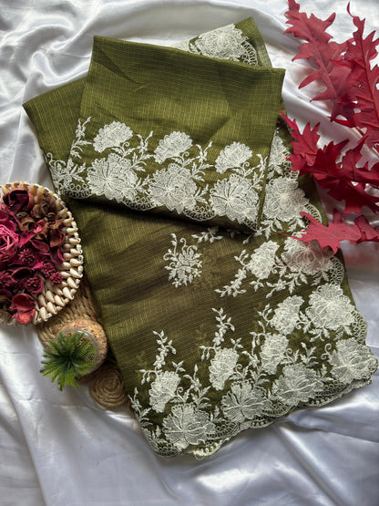 Bollywood Designer Saree – Pure Soft Kota Doriya with Cutwork & Multi Thread Work | Code: DF KOTA