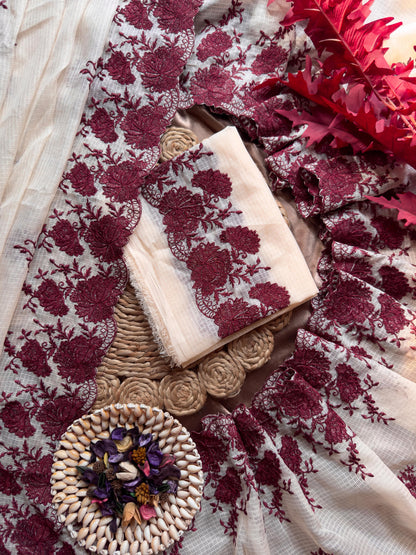 Bollywood Designer Saree – Pure Soft Kota Doriya with Cutwork & Multi Thread Work | Code: DF KOTA