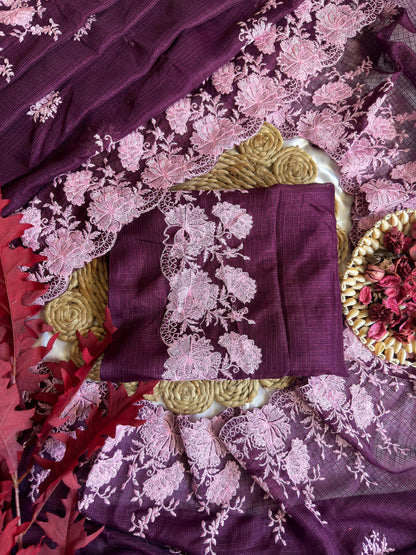 Bollywood Designer Saree – Pure Soft Kota Doriya with Cutwork & Multi Thread Work | Code: DF KOTA