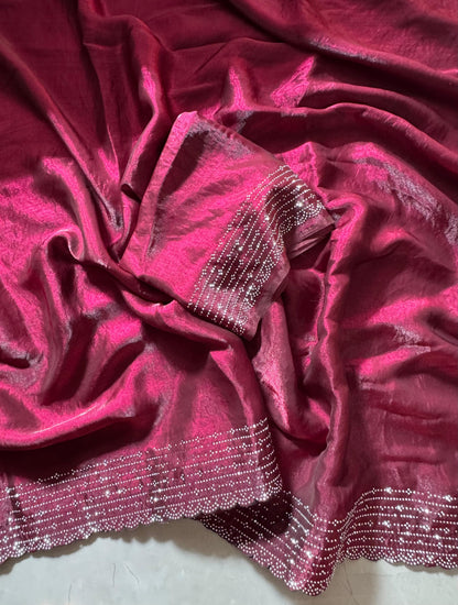 Super Rich Space Silk Saree with Diamond Work – Royal Elegance in Every Drape