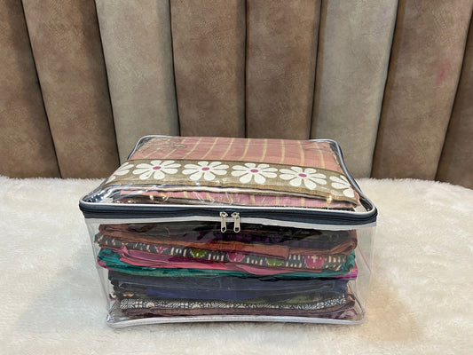 Transparent Saree Cover – 0.30 mm Sturdy High-Clarity | Size 13.5 x 16.75 x 8 inch | ( 4 Pieces )