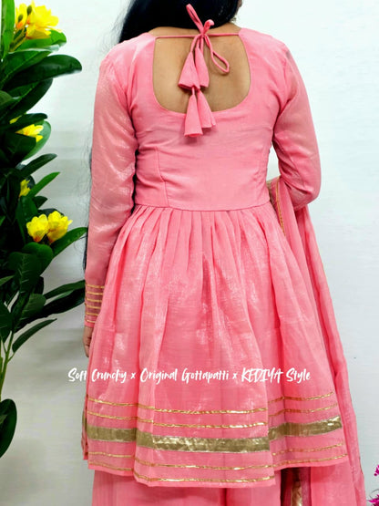 Shimmering Petal Suit Set With Eye  Catching  Gotta Patti Work