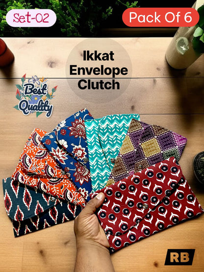IKKAT Envelope Clutch – Handmade Cotton Clutch for Parties & Return Gifting ( 12 Pieces )