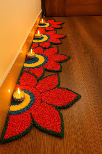 Rangoli Mats Set – 4 Pieces (24x12 inch) | Decorative Floor Mats